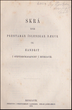 Skr yfir prentaar slenzkar bkur og handrit # 39626