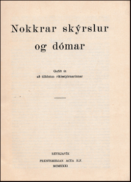 Nokkrar skrslur og dmar # 40785