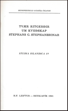 Tvr ritgerir um kveskap Stephans G. Stephanssonar # 41260