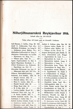 Niurjfnunarskr Reykjavkur 1916 # 41326
