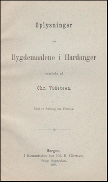 Oplysninger om Bygdemaalene i Hardanger # 46588
