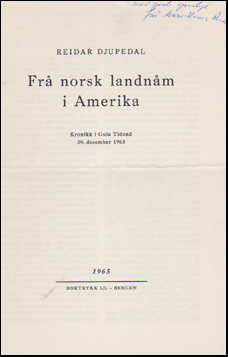 Fr norsk landnm i Amerika # 47713