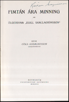 Fimtn ra minning um lgerina <i>Egill Skallagrmsson</i> # 57177