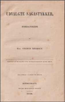 Udvalgte sagastykker fordanskede af Grimur Thomsen # 60297
