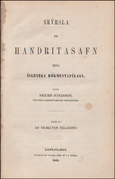 Skrsla um handritasafn Hins slenzka bkmenntaflags I-II # 61095