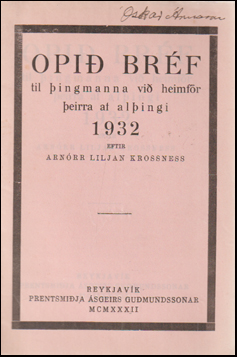 Opi brf til ingmanna vi heimfr eirra af alingi 1932 # 65941