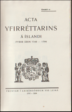 Acta Yfirrttarins  slandi fyrir rin 1749-1796 # 65985