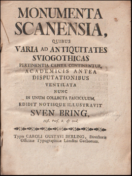 Monumenta Scanensia, quibus varia ad antiquitates Sviogothicas # 67368