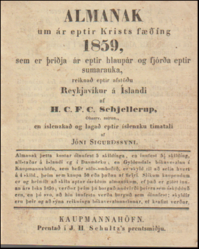 Almanak um r eptir Krists fing 1859 # 70041