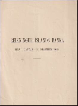 Reikningur slands Banka 1910 # 70653