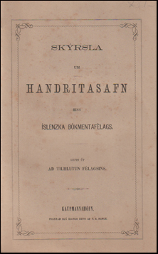 Skrsla um handritasafn Hins slenzka bkmenntaflags I-II # 70920