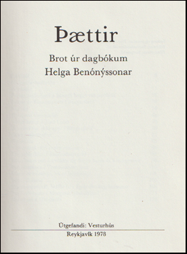ttir. Brot r dagbkum Helga Bennssonar # 73402