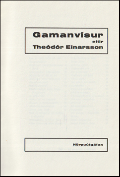 Gamanvsur eftir Thedr Einarsson # 76092