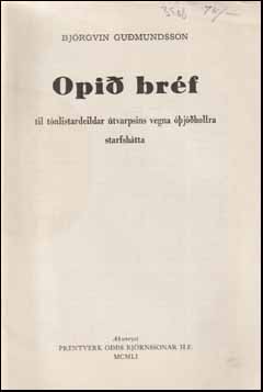 Opi brf til tnlistadeildar tvarpsins vegna jhollra starfshtta # 79971