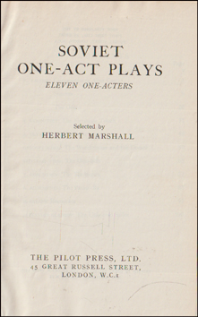 Soviet One-Act-Plays # 87731