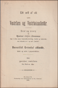 Eitt or af viti um Vestrfara og Vestrheimsferir # 87747