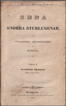 Edda Snorra Sturlusonar ea Gylfaginnng, Skldskaparml og Httatal # 88576