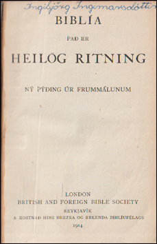 Bibl�a. �a� er Heil�g Ritn�ng # 88628