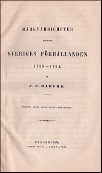 Märkvärdigheter rörande Sveriges förhållanden 1788-1794 # 20952