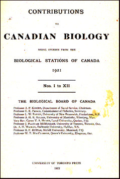 Contributions to Canadian Biology # 21495
