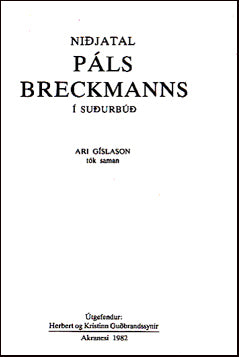 Niðjatal Páls Breckmanns # 84974