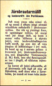 Járnbrautarmálið og landsverkfr. Jón Þorláksson # 24687