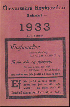 Útsvarsskrá Reykjavíkur 1933 # 25639