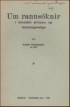 Um rannsóknir í íslenzkri atvinnu- og menningarsögu # 26297