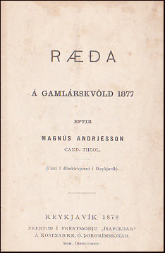 Ræða á gamlárskvöld 1877 # 29638