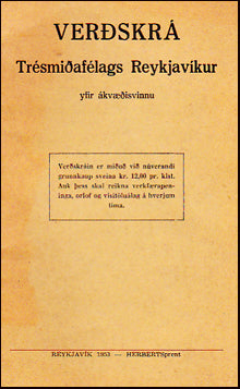 Verðskrá Trésmíðafélags Reykjavíkur # 30306