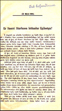 Er Snorri Sturluson höfundur Egilssögu? # 30400