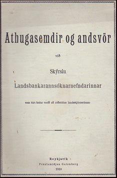 Athugasemdir og andsvör við Skýrslu Landsbankarannsóknarnefndarinnar # 30461