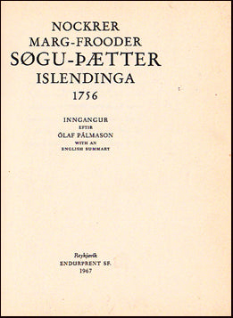 Nockrer marg-frooder søgu-þætter Islendinga 1756 # 30922