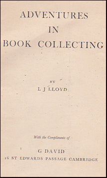 Adventures in Book Collecting # 31217