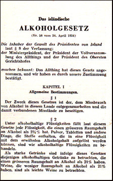 Das isländische Alkoholgesetz # 36224