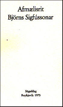 Afmælisrit Björns Sigfússonar # 38484