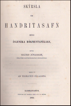 Skýrsla um handritasafn Hins íslenzka bókmenntafélags # 39561
