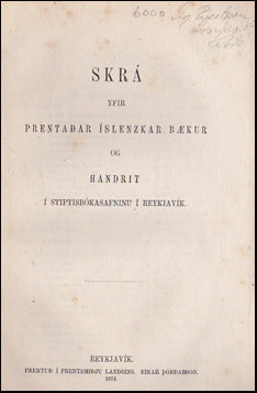 Skrá yfir prentaðar íslenzkar bækur og handrit # 39626