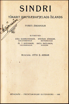 Sindri. Tímarit Iðnfræðafjelags Íslands # 39673