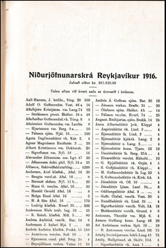 Niðurjöfnunarskrá Reykjavíkur 1916 # 41326
