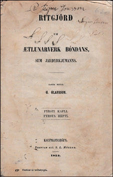 Ritgjörð um ætlunarverk bóndans sem jarðyrkjumanns # 41541