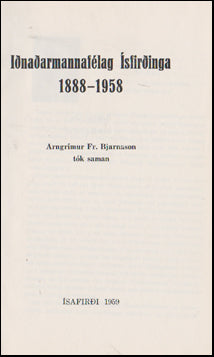 Iðnaðarmannafélag Ísfirðinga 1888-1958 # 44427