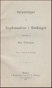 Oplysninger om Bygdemaalene i Hardanger # 46588