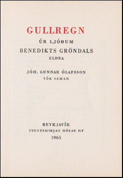 Gullregn úr ljóðum Benedikts Gröndals eldri # 46759