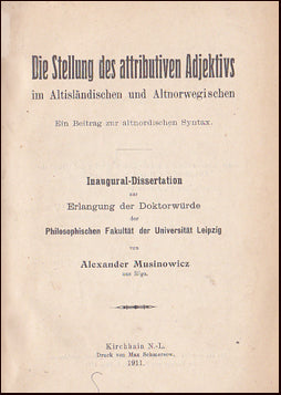 Die Stellung des attributiven Adjektivs im Altisländischen # 46872