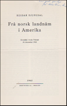 Frå norsk landnåm i Amerika # 47713