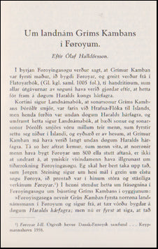 Um landnám Gríms Kambans í Føroyum # 47720