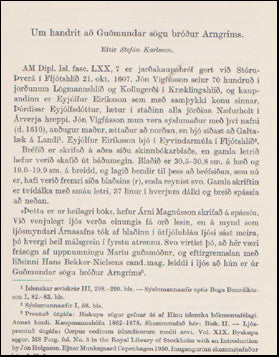 Um handrit að Guðmundar sögu bróður Arngríms # 47734