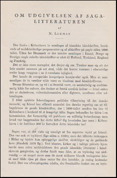 Om udgivelsen af Sagalitteraturen # 47807