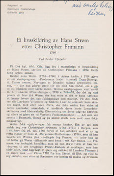 Ei livsskildring af Hans Strøm # 47853